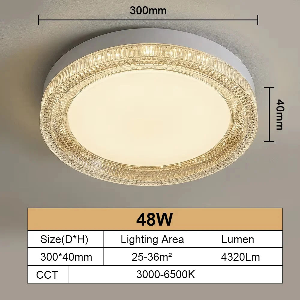 Modern LED Ceiling Lamp Crystal Circle Square - Energy Efficient Lighting for Bedroom Living Room - Adjustable 18W-48W - 85-265V
