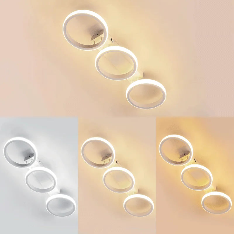 3 Circular Ring Design LED Ceiling Light High End Branch Chandelier Wall Lamp 52CM White/Warm/Variable Light Bedroom Lighting