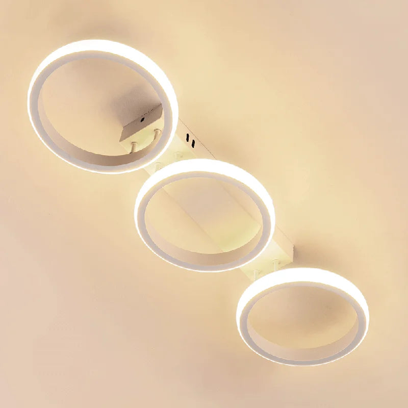 3 Circular Ring Design LED Ceiling Light High End Branch Chandelier Wall Lamp 52CM White/Warm/Variable Light Bedroom Lighting