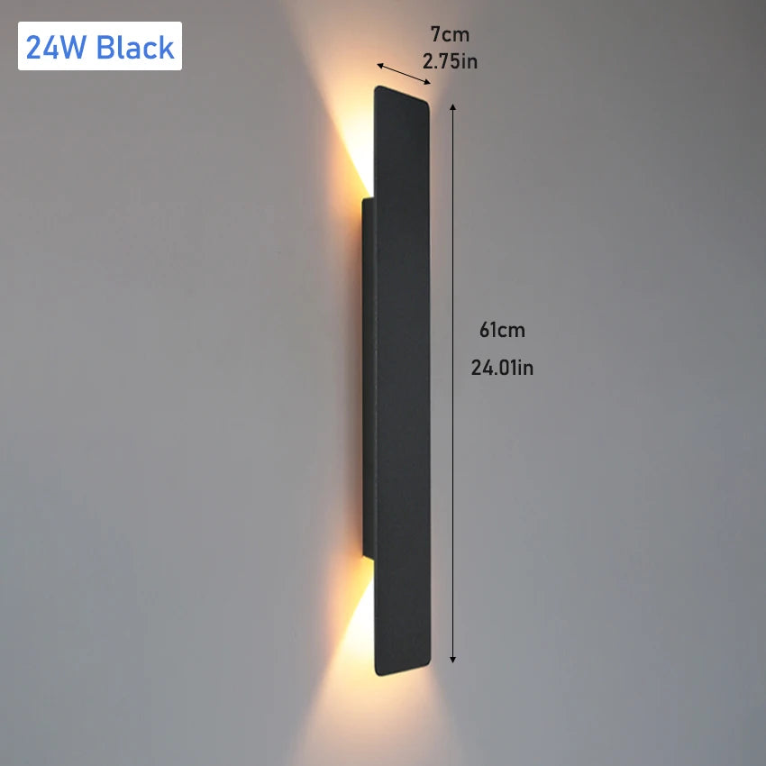 Outdoor LED Wall Lamp IP65 Waterproof Aluminum up down Light 18W 110V/220V Black White for Courtyard Porch Exterior Lighting