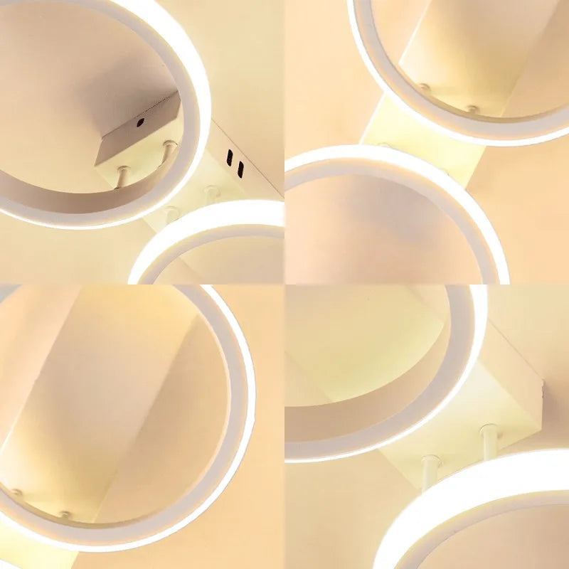 3 Circular Ring Design LED Ceiling Light High End Branch Chandelier Wall Lamp 52CM White/Warm/Variable Light Bedroom Lighting