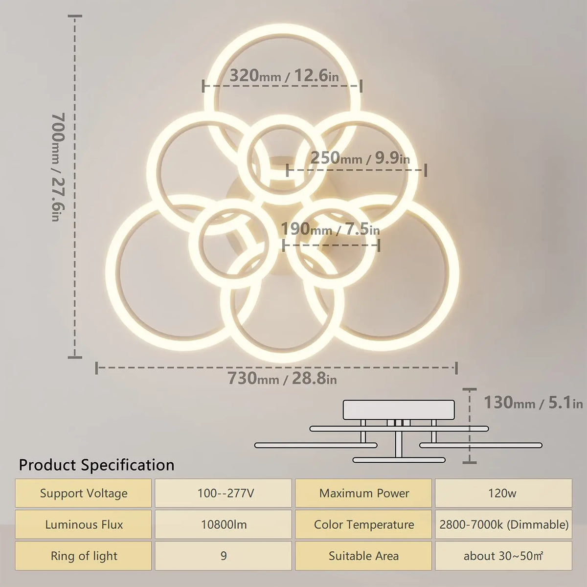 Modern LED Ceiling Lamp Crystal Circle Square - Energy Efficient Lighting for Bedroom Living Room - Adjustable 18W-48W - 85-265V