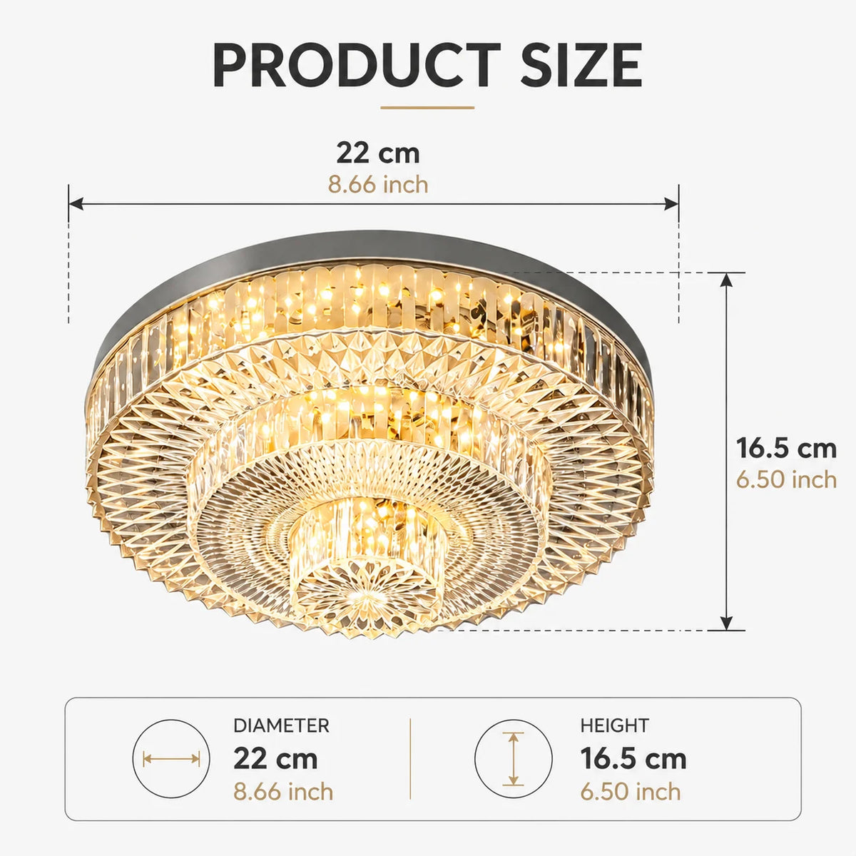 Modern LED Ceiling Lamp Crystal Circle Square - Energy Efficient Lighting for Bedroom Living Room - Adjustable 18W-48W - 85-265V