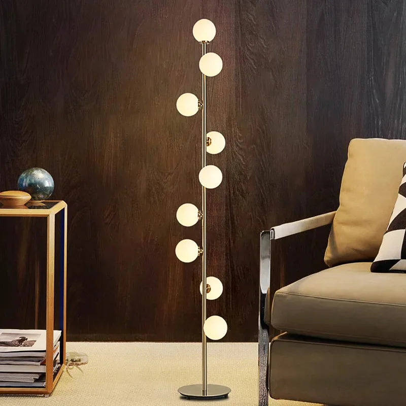 Living Room Floor Lamp Magic Beans Glass round Ball Bedside Standing Light H165Cm 9 Heads Lighting Fixture for Home Indoor Decor