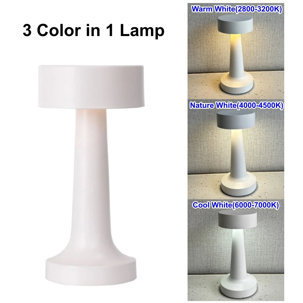 Metal Rechargeable Touch Table Lamp - White