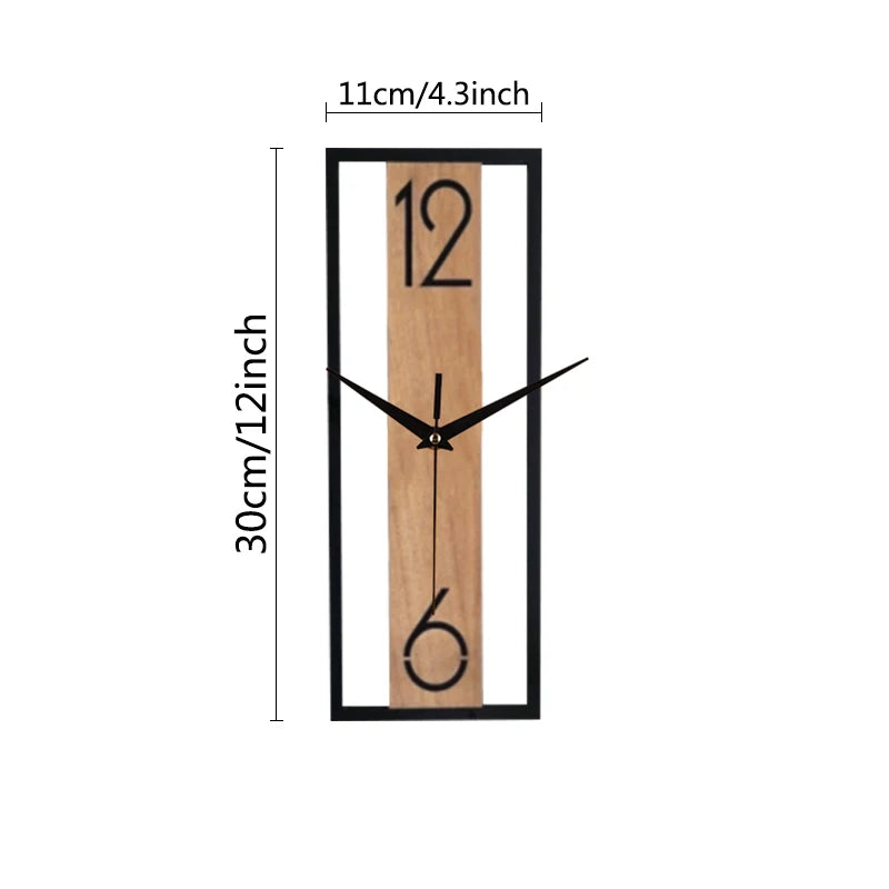 Rectangular Wood Grain Wall Clock