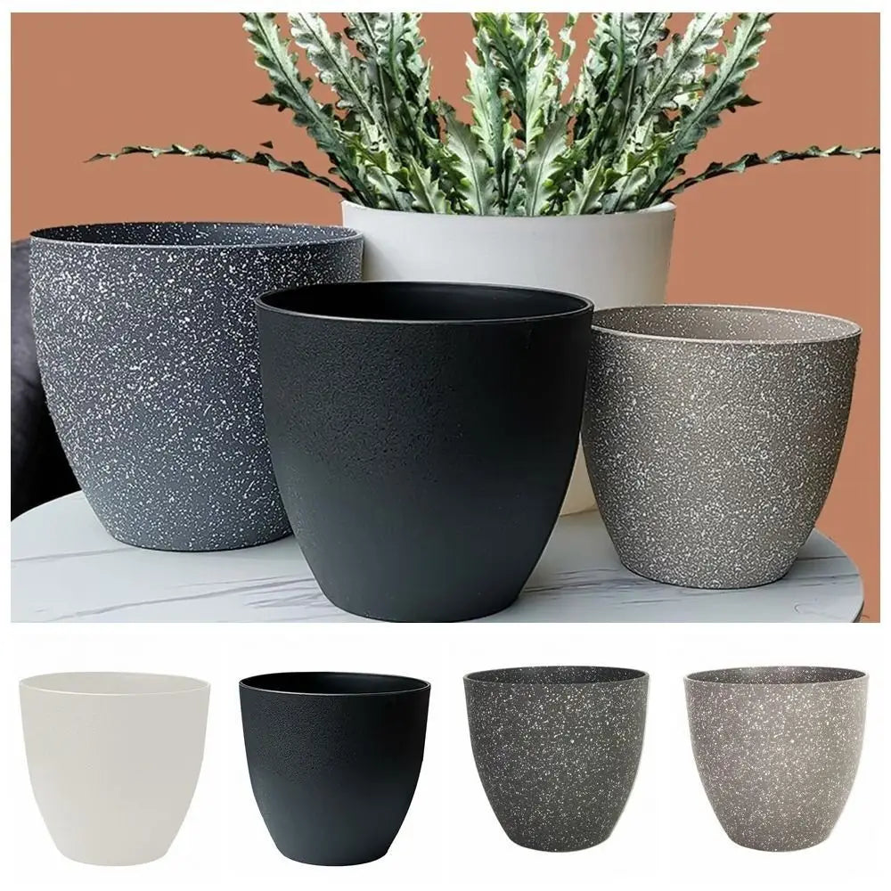 Frosted Stone-Look Flower Pot