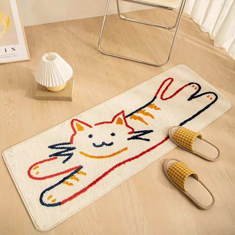 Cartoon Cat Bedside Runner Rug
