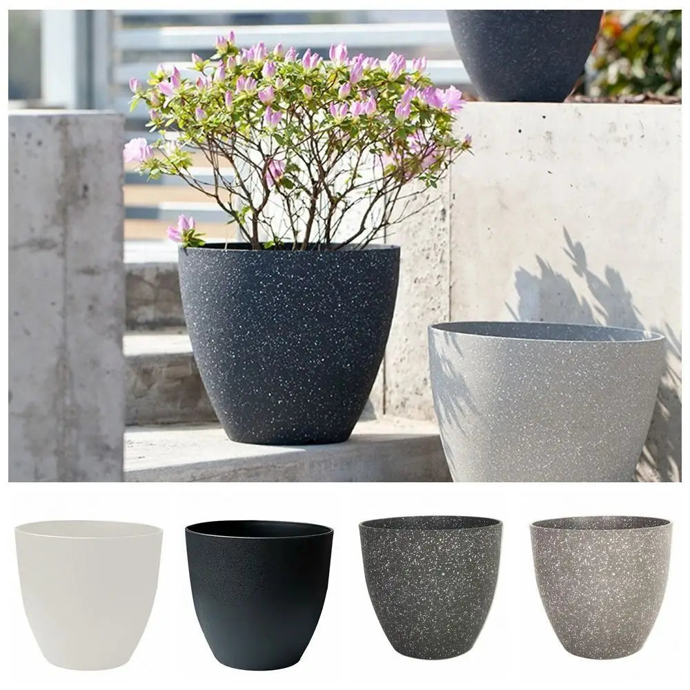 Frosted Stone-Look Flower Pot