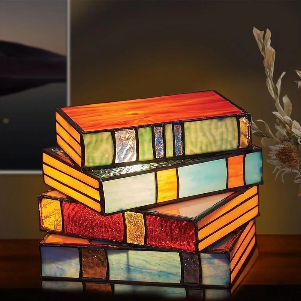 Stacked Books Rainbow Glow Planter