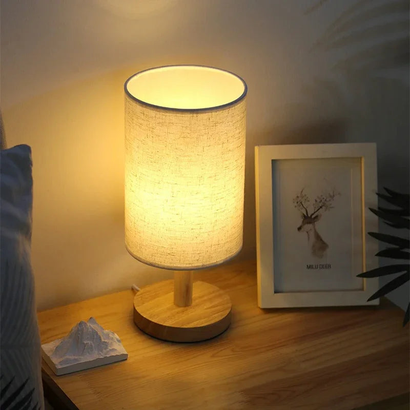 USB Plug Night Light Chinese Style Lamp LED Table Lamp Simple Dimmable Fabric Lampshade Living Room Bedroom Bedside Lighting