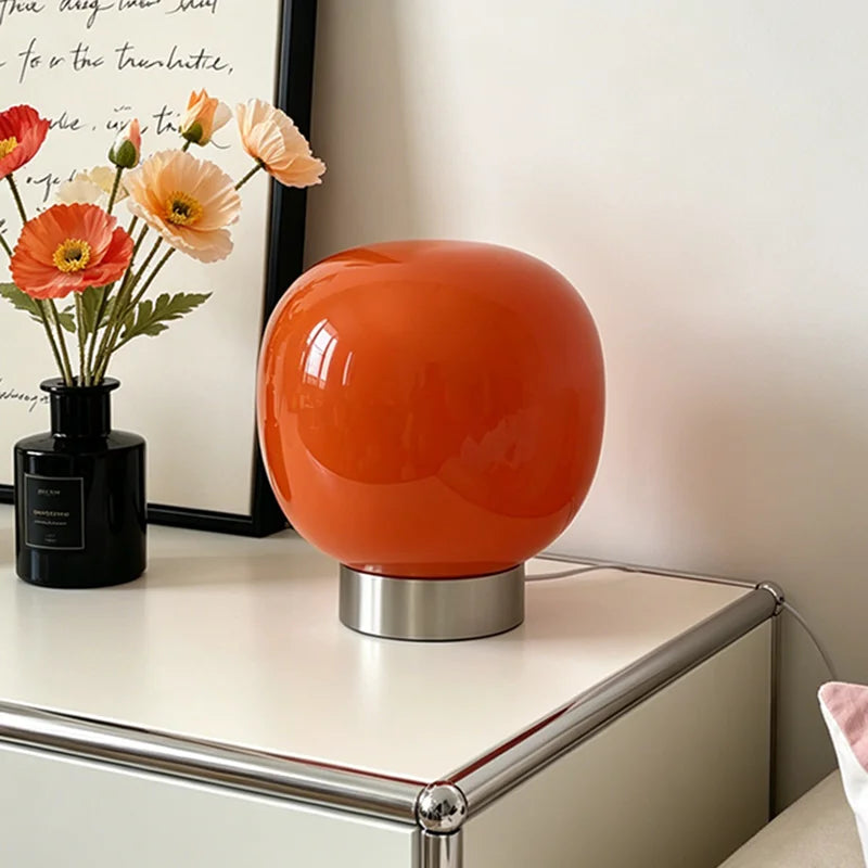 Murano Glass Mushroom Cone Black Base Table Lamp, Bauhaus Minimalist Bedside Lamp, Decor Light for Bedroom, Dorm & Living Room