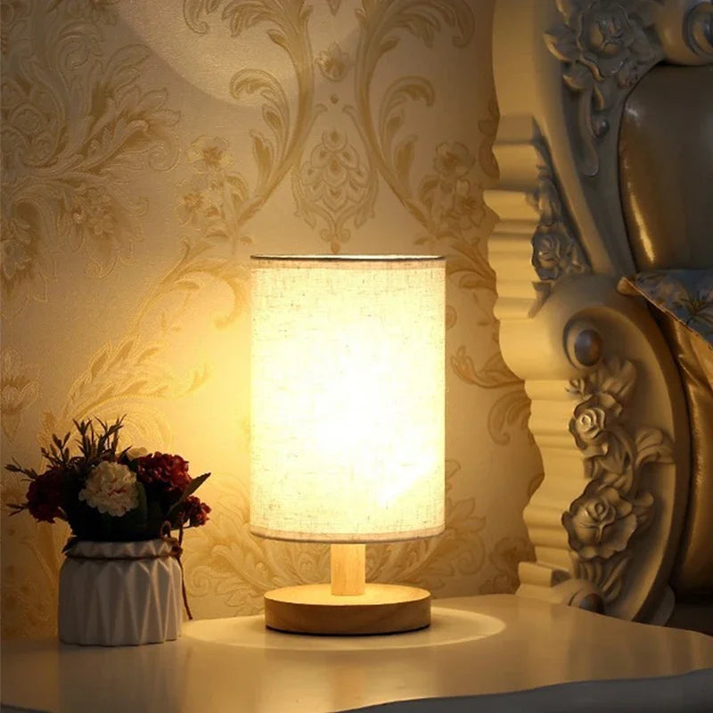 USB Plug Night Light Chinese Style Lamp LED Table Lamp Simple Dimmable Fabric Lampshade Living Room Bedroom Bedside Lighting