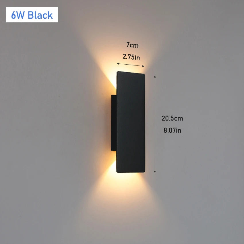 Outdoor LED Wall Lamp IP65 Waterproof Aluminum up down Light 18W 110V/220V Black White for Courtyard Porch Exterior Lighting