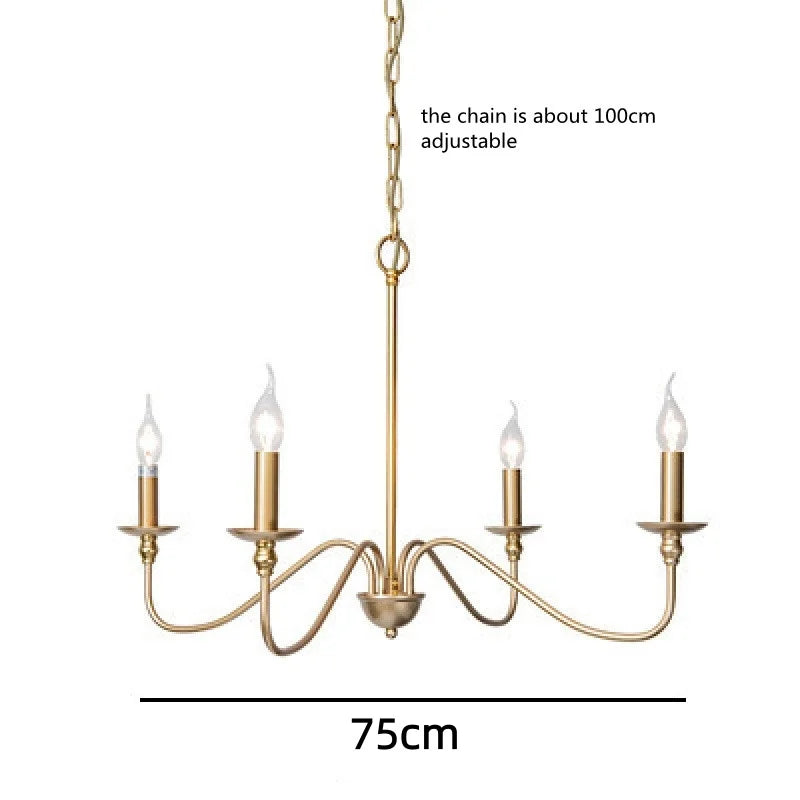 Simple Black/Gold Pendant Lights Vintage Candle Suspension Lamps for Living Room Bedroom Restaurant E14 Chandeliers Lighting