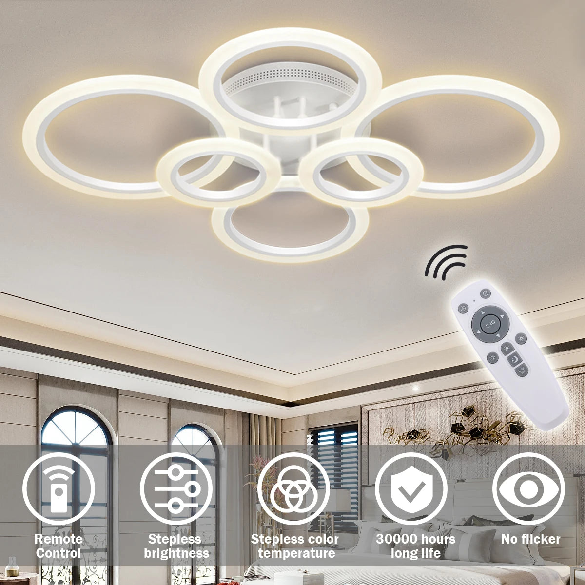 Modern LED Ceiling Lamp Crystal Circle Square - Energy Efficient Lighting for Bedroom Living Room - Adjustable 18W-48W - 85-265V