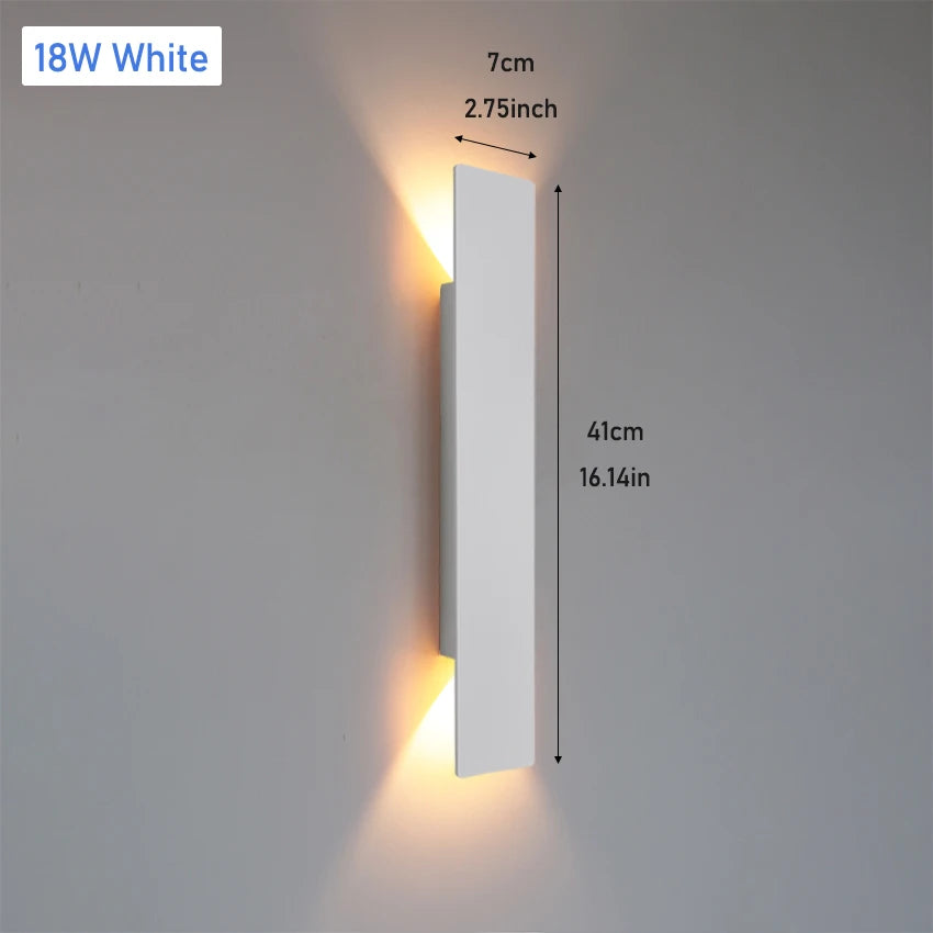 Outdoor LED Wall Lamp IP65 Waterproof Aluminum up down Light 18W 110V/220V Black White for Courtyard Porch Exterior Lighting