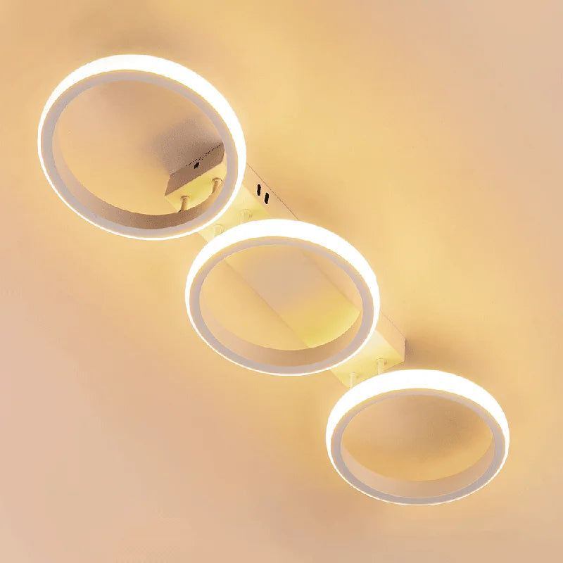 3 Circular Ring Design LED Ceiling Light High End Branch Chandelier Wall Lamp 52CM White/Warm/Variable Light Bedroom Lighting