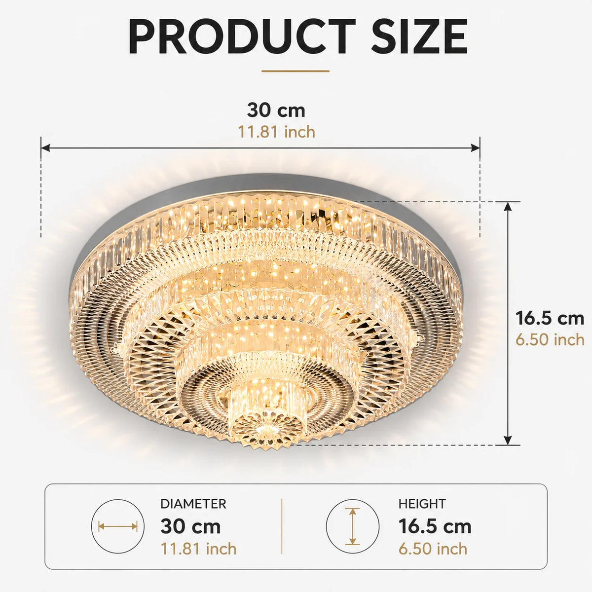 Modern LED Ceiling Lamp Crystal Circle Square - Energy Efficient Lighting for Bedroom Living Room - Adjustable 18W-48W - 85-265V