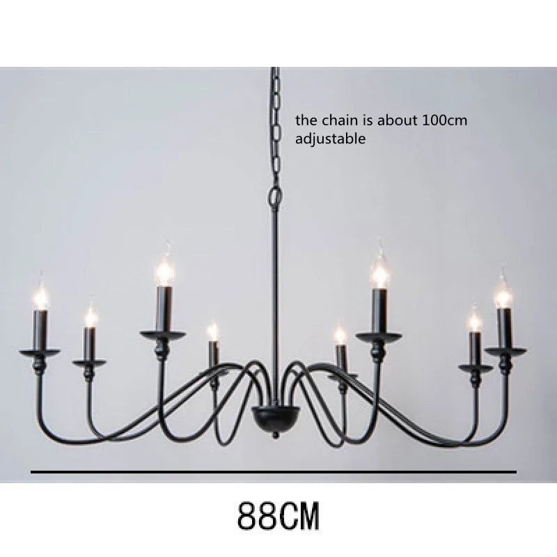 Simple Black/Gold Pendant Lights Vintage Candle Suspension Lamps for Living Room Bedroom Restaurant E14 Chandeliers Lighting