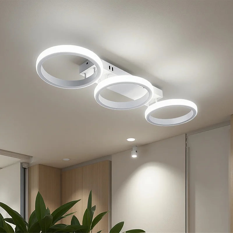 3 Circular Ring Design LED Ceiling Light High End Branch Chandelier Wall Lamp 52CM White/Warm/Variable Light Bedroom Lighting