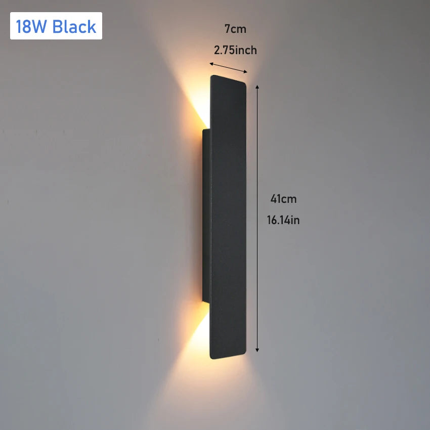 Outdoor LED Wall Lamp IP65 Waterproof Aluminum up down Light 18W 110V/220V Black White for Courtyard Porch Exterior Lighting