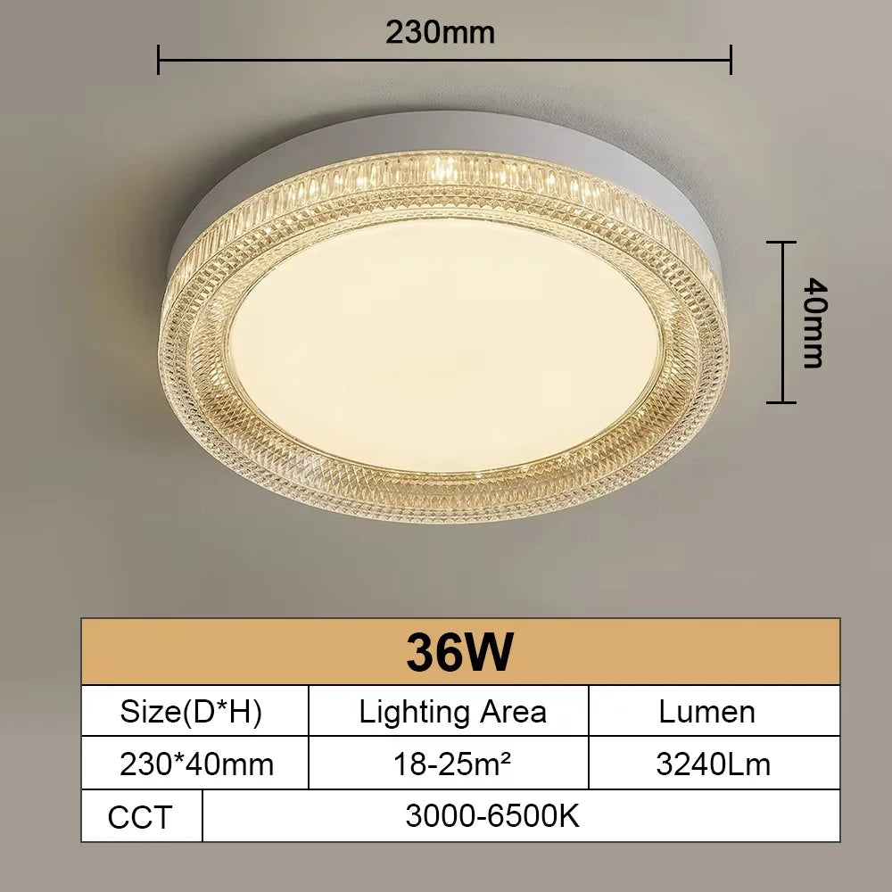 Modern LED Ceiling Lamp Crystal Circle Square - Energy Efficient Lighting for Bedroom Living Room - Adjustable 18W-48W - 85-265V
