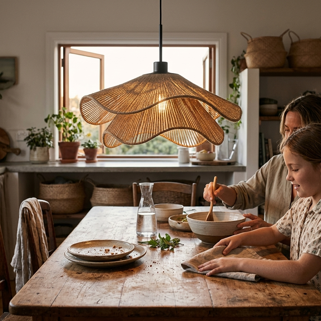 Hemp Rope Flower Pendant Lamp