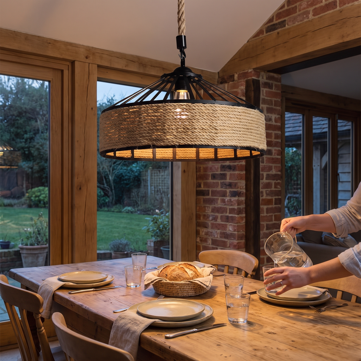 Hemp Rope Iron Pendant Lamp
