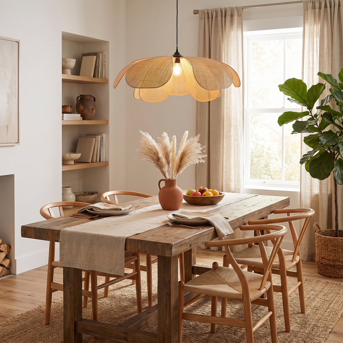 Rattan Petal Pendant Lamp