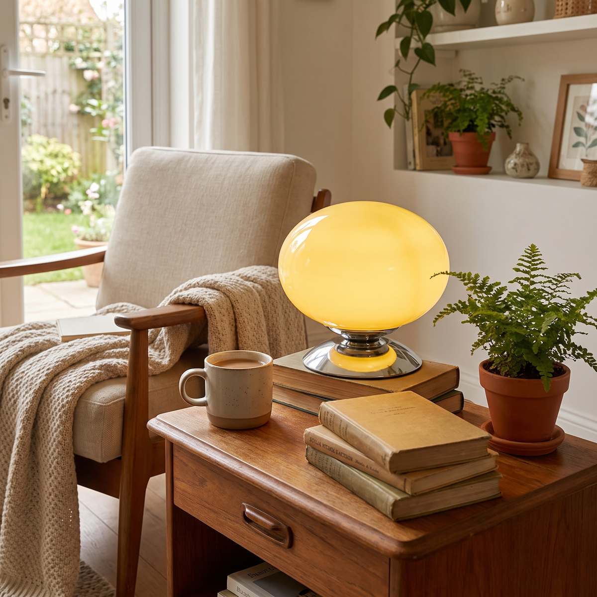 Glossy Globe Shell Table Lamp