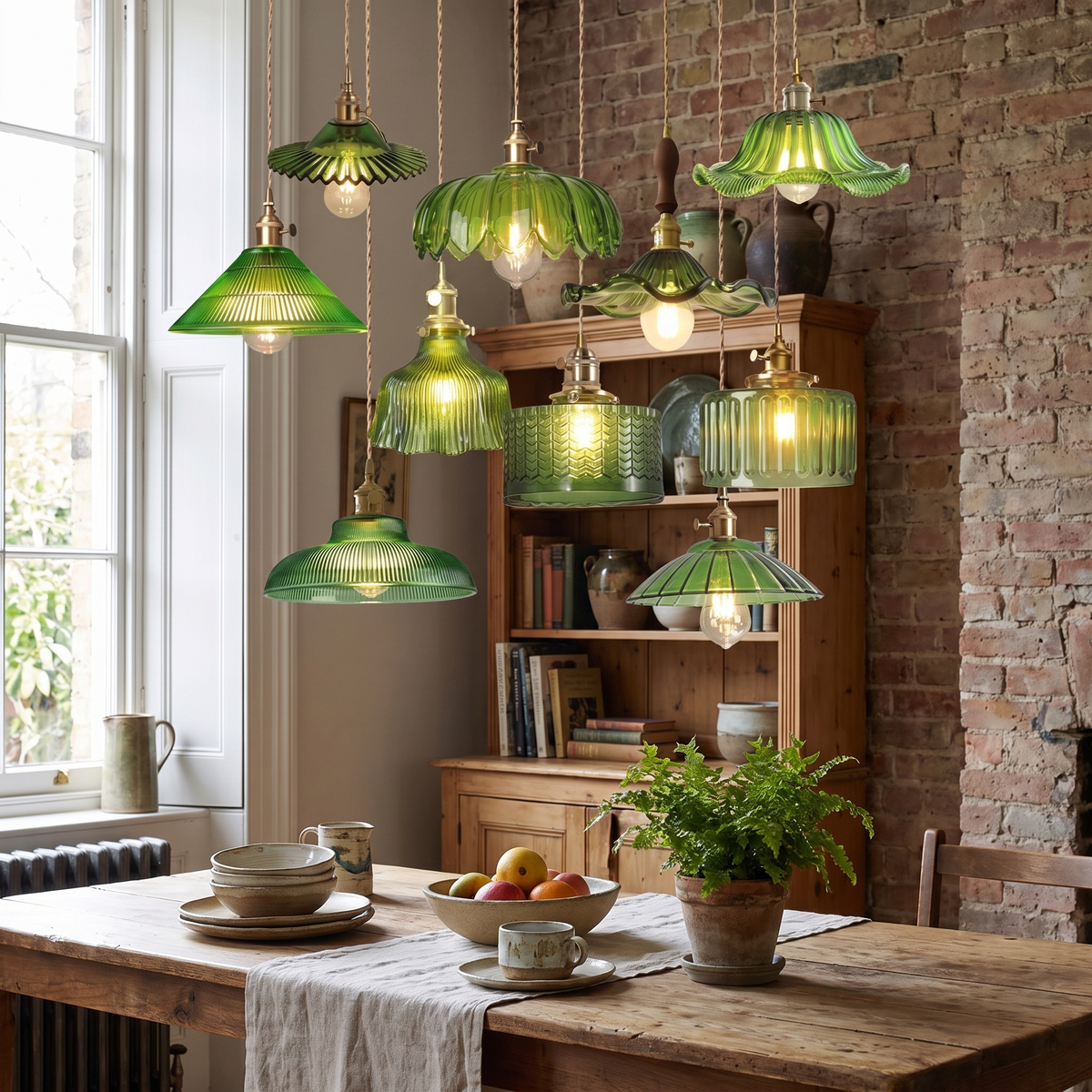 Green Glass LED Pendant Light