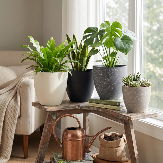 Frosted Stone-Look Flower Pot