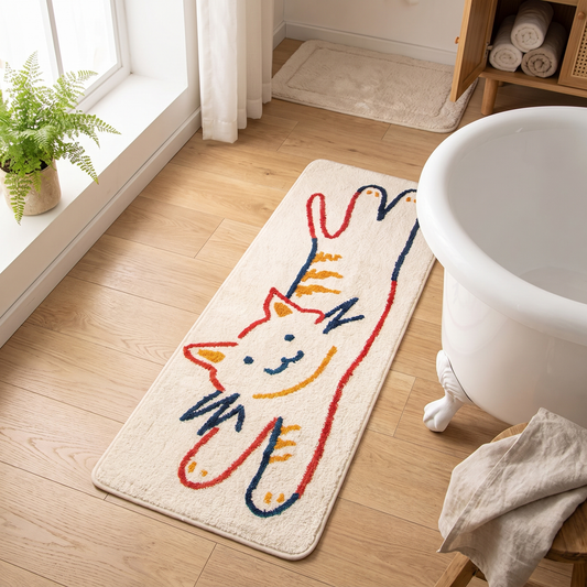 Cartoon Cat Bedside Runner Rug