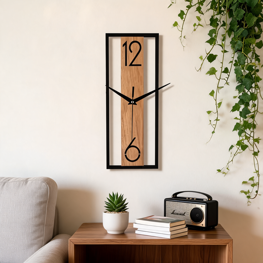 Rectangular Wood Grain Wall Clock