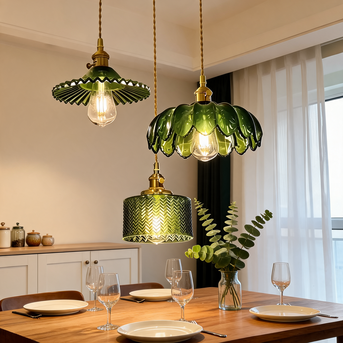 Green Glass LED Pendant Light