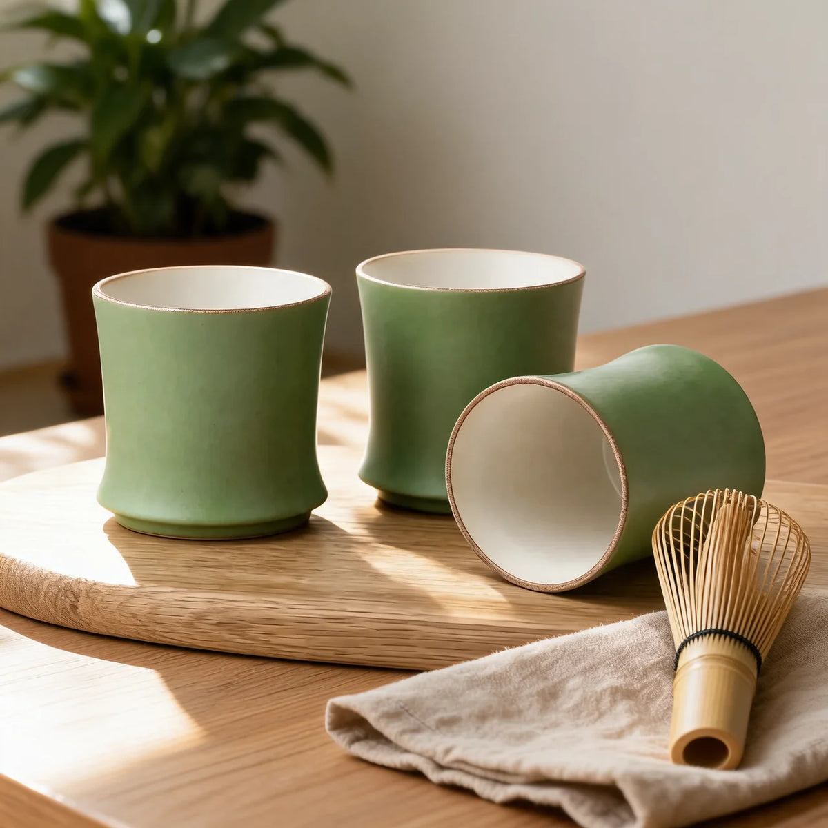 Stackable Bamboo Ceramic Cups